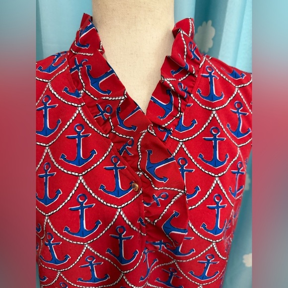 Talbots- anchor nautical ruffle dress- 10 - Picture 4 of 7